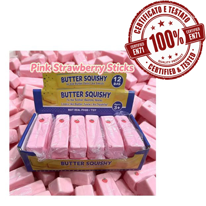 SQUISHY Strawberry Butter Burro Fragola 13cm In espo da 12pz…x12…x288